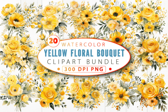 Download Watercolor Yellow Floral Bouquet Clipart - Yellow floral Collection