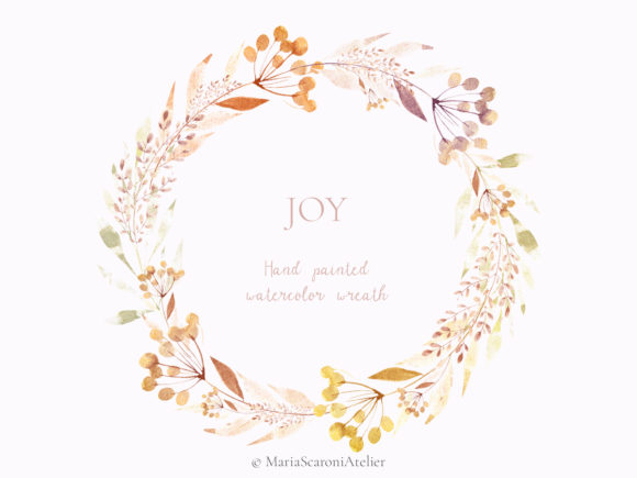 Download JOY Hand Painted Watercolor Wreath - Hand painted Collection