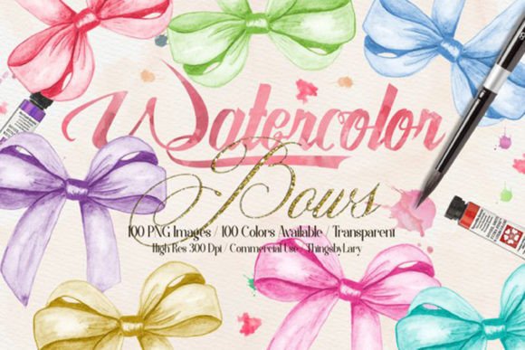 Download Hand Painted Watercolor Bows Clipart - Hand painted Collection