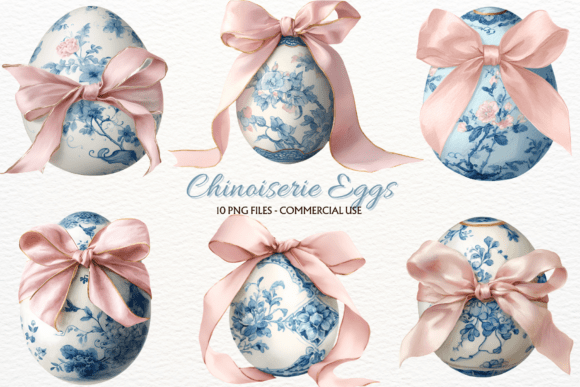 Download Chinoiserie Easter Eggs Clipart Pink Bow - Easter eggs clipart Collection