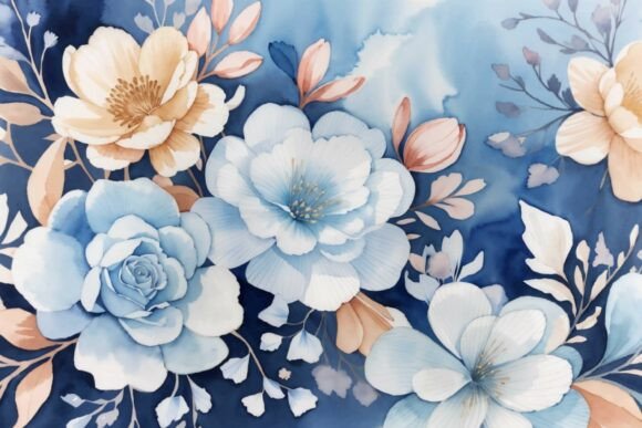 Download Soft Blue Watercolor Floral Background - Premium Resources