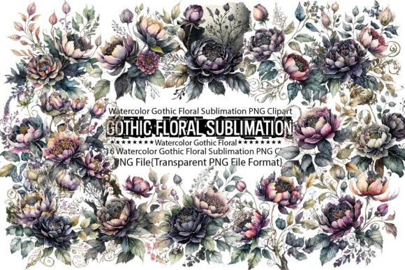 Download Watercolor Gothic Floral Sublimation - Floral sublimation Collection