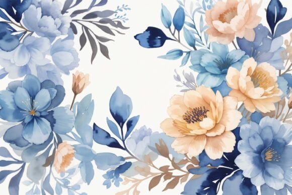 Download Soft Blue Watercolor Floral Background - Premium Bundle